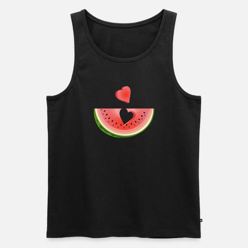 Stück einer Wassermelone mit Herz - Männer Premium Bio Tank Top - Schwarz