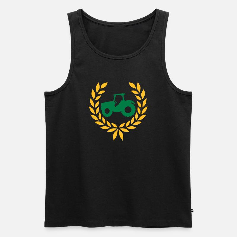 Traktor Lorbeerkranz Bauernhof - Männer Premium Bio Tank Top - Schwarz