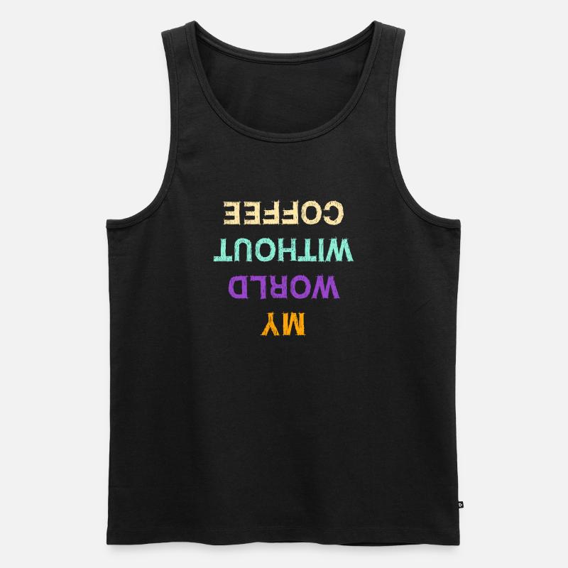 Lustig Kaffee Koffein Statement Kaffeeliebhaber - Männer Premium Bio Tank Top - Schwarz