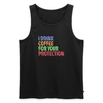 Caféine Café Déclaration humoristique Amateurs de café - Débardeur bio Premium Homme - noir - Devant - AI Model Male 178 light (178cm)