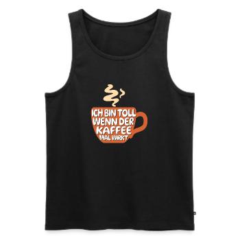 Cool Statement Kaffee Koffein Kaffeeliebhaber - Männer Premium Bio Tank Top - Schwarz - Vorne - Michal (187cm)