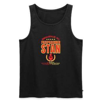 Bienvenue au FAISPASCHIERSTAN - Humour noir - Débardeur bio Premium Homme - noir - Devant - AI Model Male 178 light (178cm)