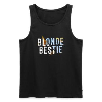 Blonde Bestie für heiße Blondinen - Männer Premium Bio Tank Top - Schwarz - Vorne - AI Model Male 178 light (178cm)