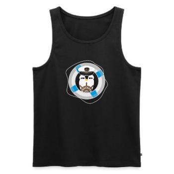 niedlicher Pinguin als Kapitän im Marine Look - Männer Premium Bio Tank Top - Schwarz - Vorne - AI Model Male 178 light (178cm)