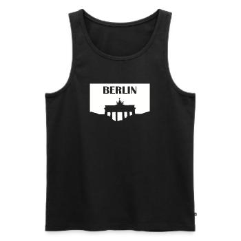 Porte de Brandebourg de Berlin blanc - Débardeur bio Premium Homme - noir - Devant - Michal (187cm)