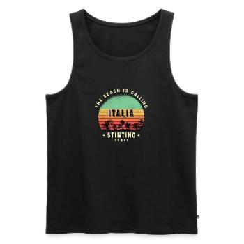 Motif plage Stintino Italie - Débardeur bio Premium Homme - noir - Devant - Michal (187cm)