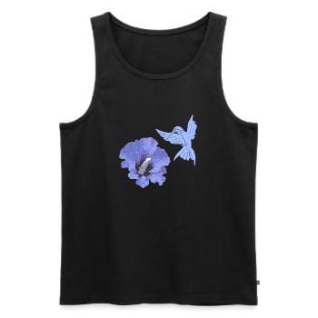 geschenke mit kolibris, Kolibrisilhouette Hibiskus - Männer Premium Bio Tank Top - Schwarz - Vorne - Michal (187cm)