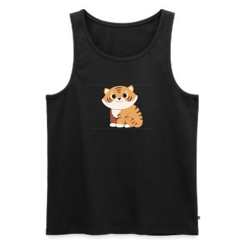 Kuscheltiger Cartoon Streifenmuster - Männer Premium Bio Tank Top - Schwarz - Vorne - Michal (187cm)