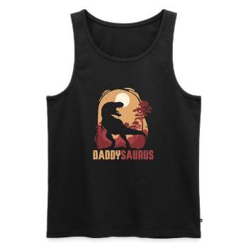 Daddysaurus Sunset Silhouette - Men's Premium Organic Tank Top - black - Front - Michal (187cm)