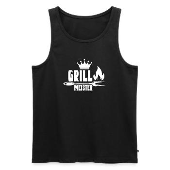 Feuriger Grillmeister mit Krone - Männer Premium Bio Tank Top - Schwarz - Vorne - AI Model Male 178 light (178cm)