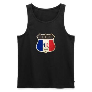 Lille France Armoiries Drapeaux Design - Débardeur bio Premium Homme - noir - Devant - Michal (187cm)