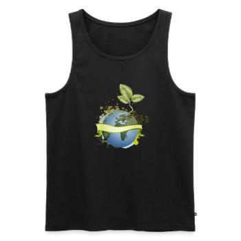 in the earth unfolds with banner - Men's Premium Organic Tank Top - black - Front - AI Model Male 178 light (178cm)