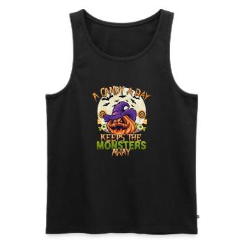 A candy a day keeps the monsters away - Men's Premium Organic Tank Top - black - Front - Michal (187cm)