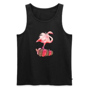 Automne Flamant Rose Citrouille Thanksgiving - Débardeur bio Premium Homme - noir - Devant - Michal (187cm)