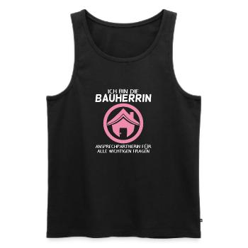 Bauherrin Hausbau Baustelle Richtfest - Männer Premium Bio Tank Top - Schwarz - Vorne - Michal (187cm)