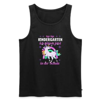 Bye Bye Kindergarten Glitzer Einhorn Einschulung - Männer Premium Bio Tank Top - Schwarz - Vorne - Michal (187cm)