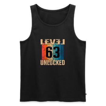 Birthday Happy Birthday Level Unlocked 63 years - Men's Premium Organic Tank Top - black - Front - Michal (187cm)