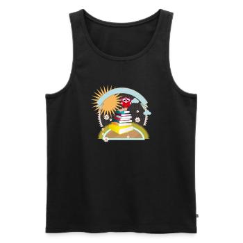 little bookworm with thirst for knowledge reads a book - Men's Premium Organic Tank Top - black - Front - AI Model Male 178 light (178cm)