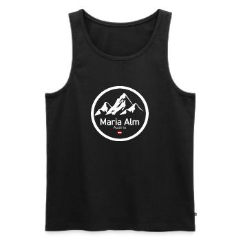 Maria Alm Bergpanorama Logo - Männer Premium Bio Tank Top - Schwarz - Vorne - Michal (187cm)