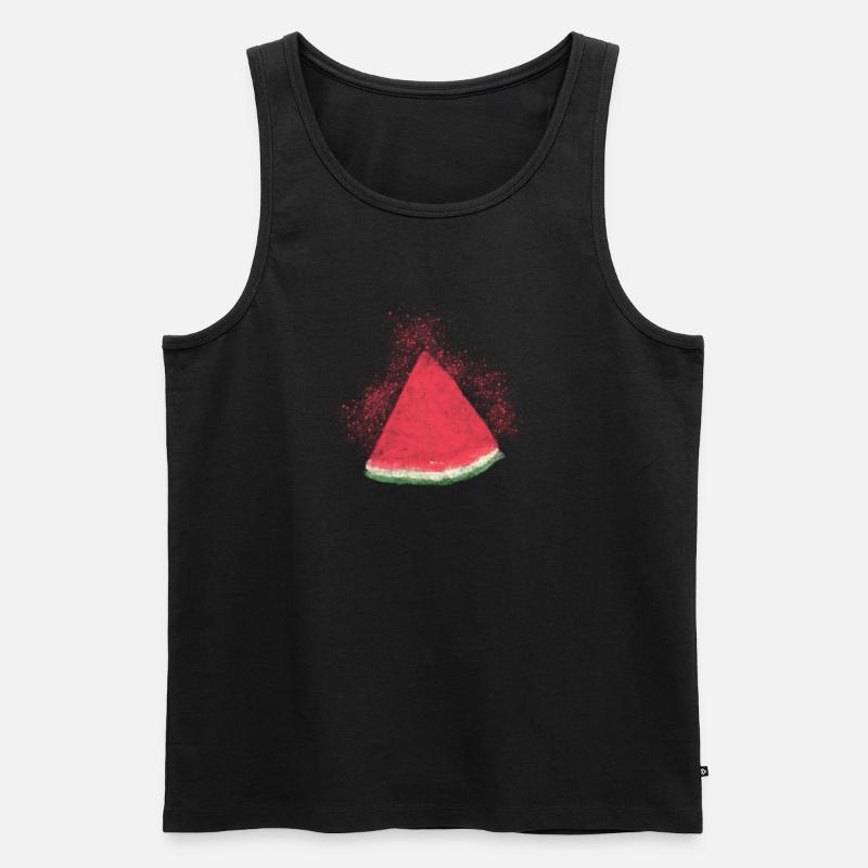 Pastèque, Pastèque, Melon, Aquarelle - Débardeur bio Premium Homme - noir