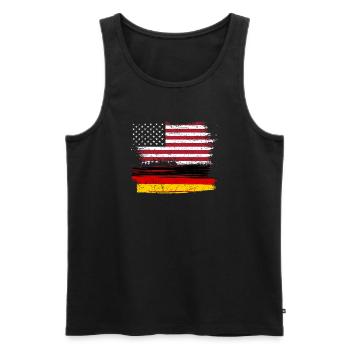 Flag Fusion : Grunge américain et allemand - Débardeur bio Premium Homme - noir - Devant - AI Model Male 178 light (178cm)
