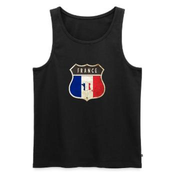Frankreich Wappen Flaggen Design - Männer Premium Bio Tank Top - Schwarz - Vorne - Michal (187cm)