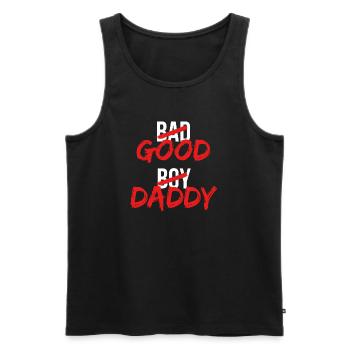 Bad Boy/Good Daddy |Design amusant pour les papas, les pères - Débardeur bio Premium Homme - noir - Devant - Michal (187cm)