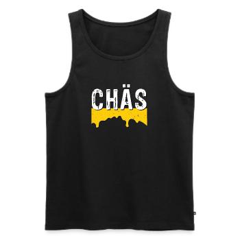 Chäs (SWISS CHEESE) - Männer Premium Bio Tank Top - Schwarz - Vorne - Michal (187cm)