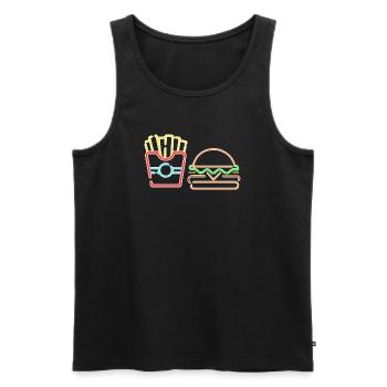 Neon Fast Food Fries et Burger - Débardeur bio Premium Homme - noir - Devant - Michal (187cm)