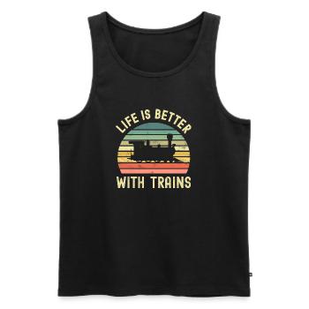Eisenbahn Lokomotive Zug - Männer Premium Bio Tank Top - Schwarz - Vorne - Michal (187cm)
