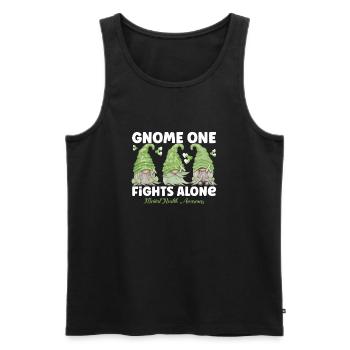 Gnome One Fights Alone Mental Health - Men's Premium Organic Tank Top - black - Front - AI Model Male 178 light (178cm)
