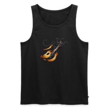 guitare acoustique 3D détruite dans des tons chauds - Débardeur bio Premium Homme - noir - Devant - AI Model Male 178 light (178cm)