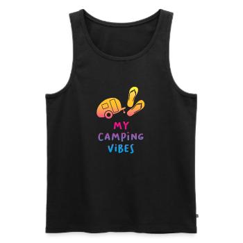 Camping Vibes Quote Caravan Motorhome Course Fan - Men's Premium Organic Tank Top - black - Front - Michal (187cm)