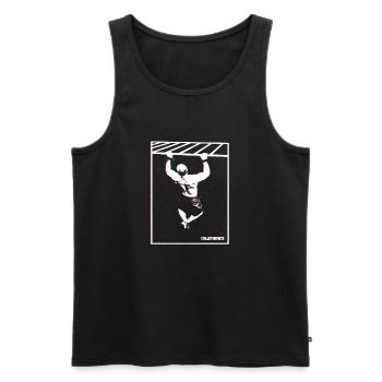 Conception de bugs de traction en calisténique - Débardeur bio Premium Homme - noir - Devant - Michal (187cm)
