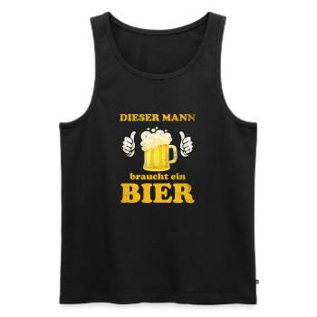 Dieser Mann braucht ein Bier - Männertag Vatertag - Männer Premium Bio Tank Top - Schwarz - Vorne - AI Model Male 178 light (178cm)