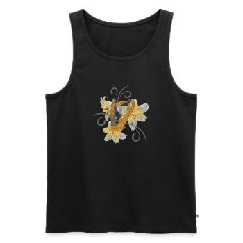Musiker outfits frauen, Lilien harfenmotiv - Männer Premium Bio Tank Top - Schwarz - Vorne - Michal (187cm)