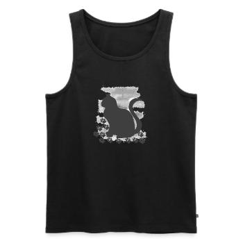 shirts für frau, Katze mit HG V1 - Männer Premium Bio Tank Top - Schwarz - Vorne - Michal (187cm)