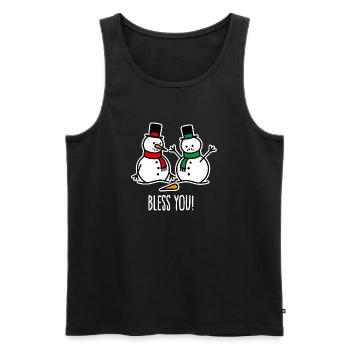 Santé Drôle Bonhomme de Neige Dessin Animé Noël - Débardeur bio Premium Homme - noir - Devant - Michal (187cm)