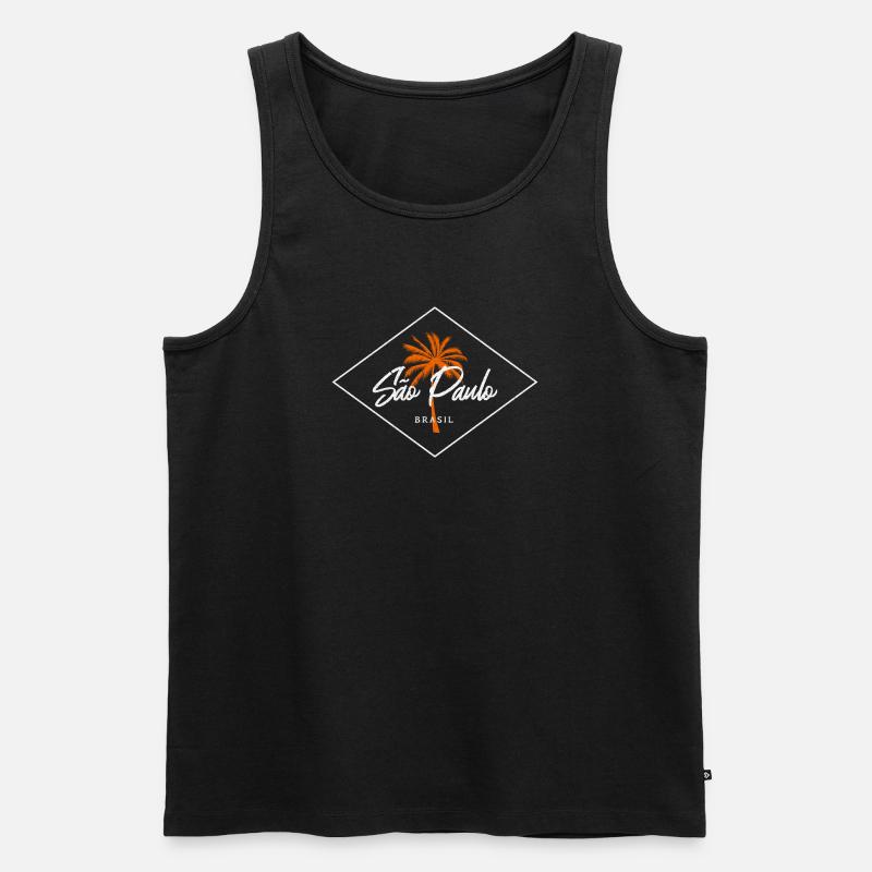Sao Paulo Palm Logo - Männer Premium Bio Tank Top - Schwarz