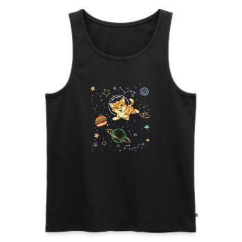 Chat joueur dans l’aventure spatiale - Débardeur bio Premium Homme - noir - Devant - AI Model Male 178 light (178cm)