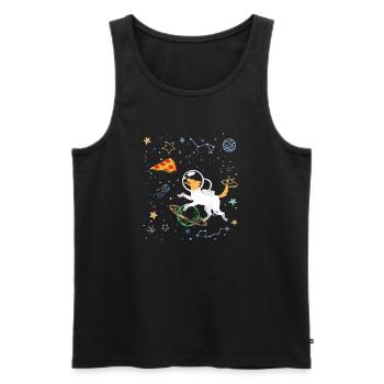 Cartoon Astronaut with Space and Pizza - Men's Premium Organic Tank Top - black - Front - AI Model Male 178 light (178cm)