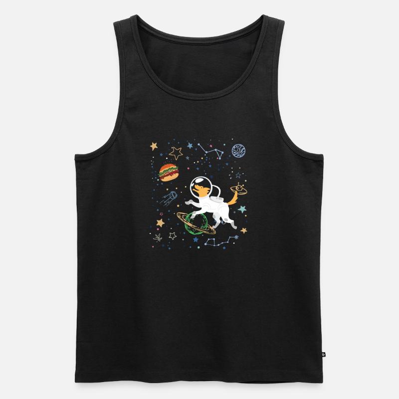 Space Explorer mit Astronaut Fox - Männer Premium Bio Tank Top - Schwarz