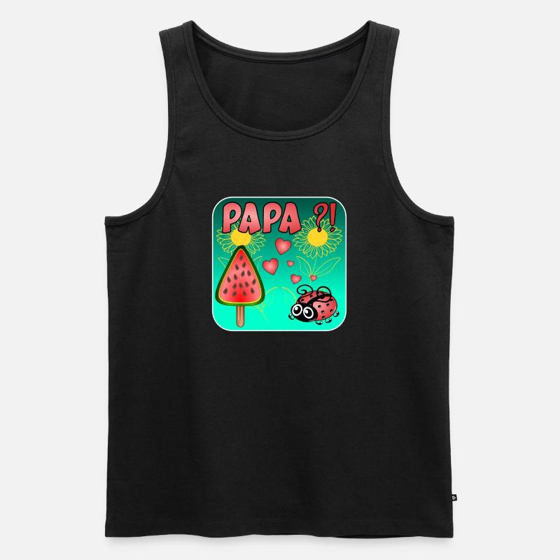 Wassermelonen Eiscreme - PAPA MARIENKÄFER - Männer Premium Bio Tank Top - Schwarz