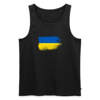 Drapeau Coup de pinceau Ukraine - Débardeur bio Premium Homme - noir - Devant - AI Model Male 178 light (178cm)