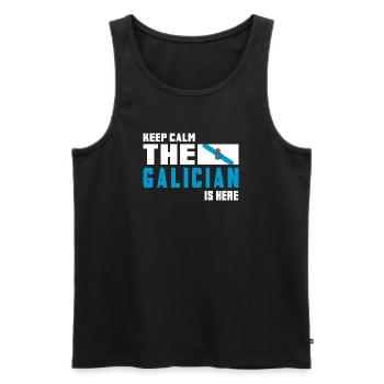 keep calm Galicia flags design - Men's Premium Organic Tank Top - black - Front - AI Model Male 178 light (178cm)