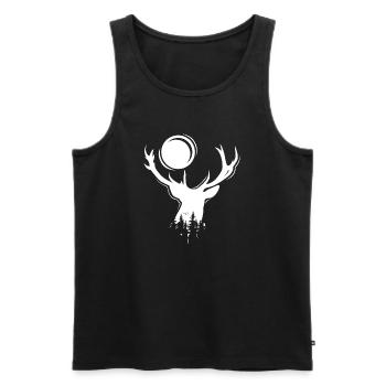 Moose Symbol Moon Deer Evening Forest Icon Graphic - Men's Premium Organic Tank Top - black - Front - AI Model Male 178 light (178cm)