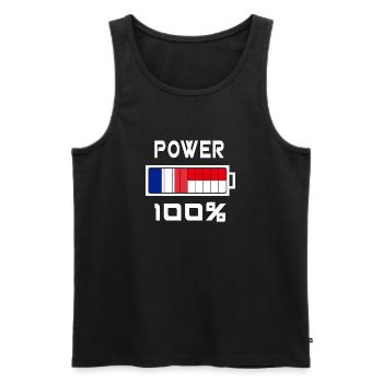 L'Indonésie et la France représentent 100 % - Débardeur bio Premium Homme - noir - Devant - AI Model Male 178 light (178cm)