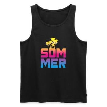 Summer Palm Trees Beach Beach Colorful Mallorca - Men's Premium Organic Tank Top - black - Front - Michal (187cm)