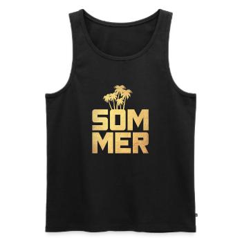 Sommer Gold Palmen Luxus Urlaub exklusiv Deko Fun - Männer Premium Bio Tank Top - Schwarz - Vorne - Michal (187cm)