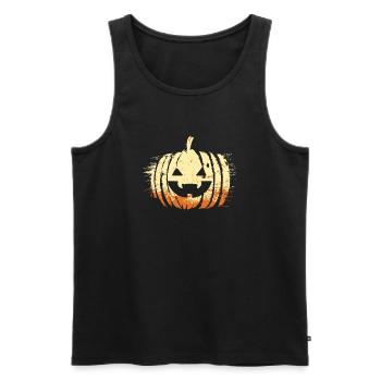 Halloween Tête De Citrouille - Débardeur bio Premium Homme - noir - Devant - Michal (187cm)
